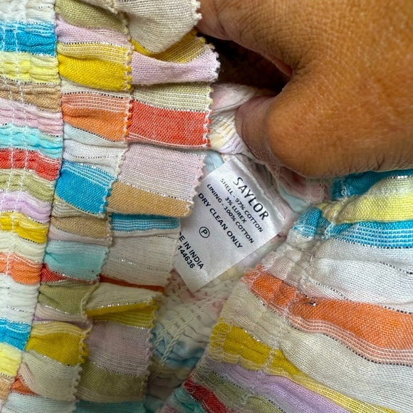 Saylor Rainbow Stripe Smocked Crop Top Ruffle Straps Size S - Picture 6 of 6
